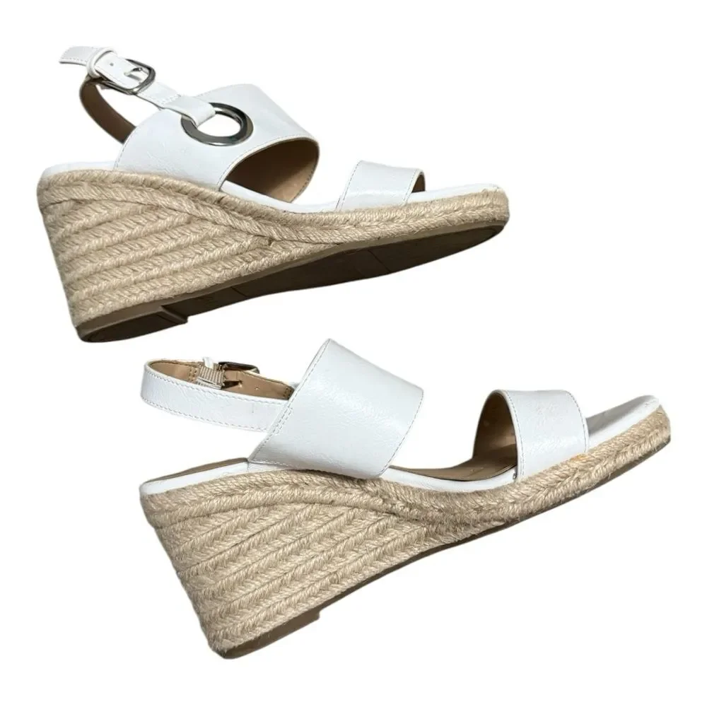 Abella White Espadrille Wedge Sandals
